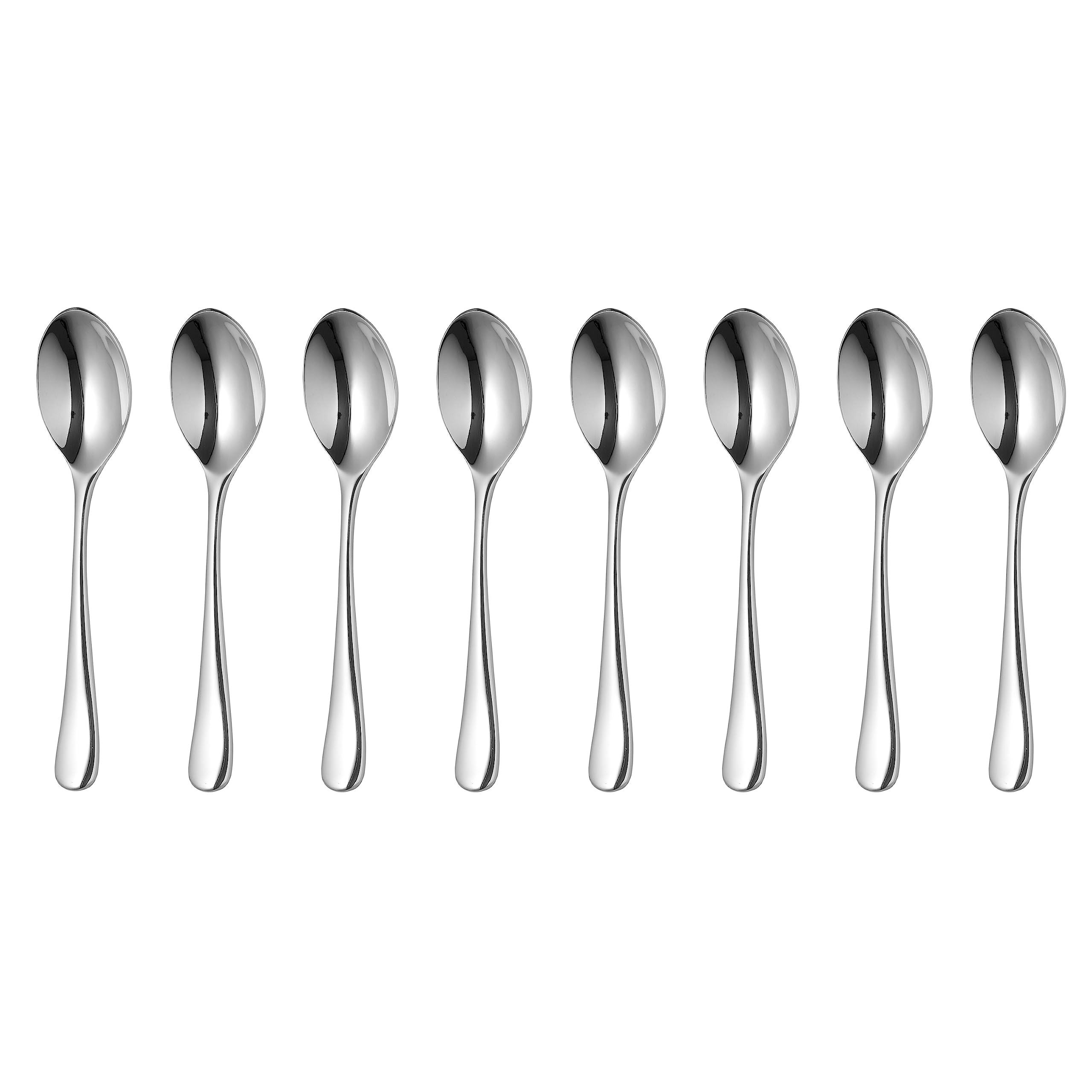 Robert Welch Radford Bright Small Espresso Spoon Set of 8. Made from Stainless Steel. Dishwasher Safe.