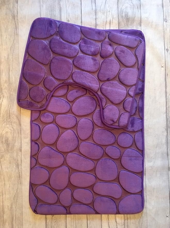 Artistic Fashionista MEMORY FOAM PEBBLES BATH MAT SET NonSlip