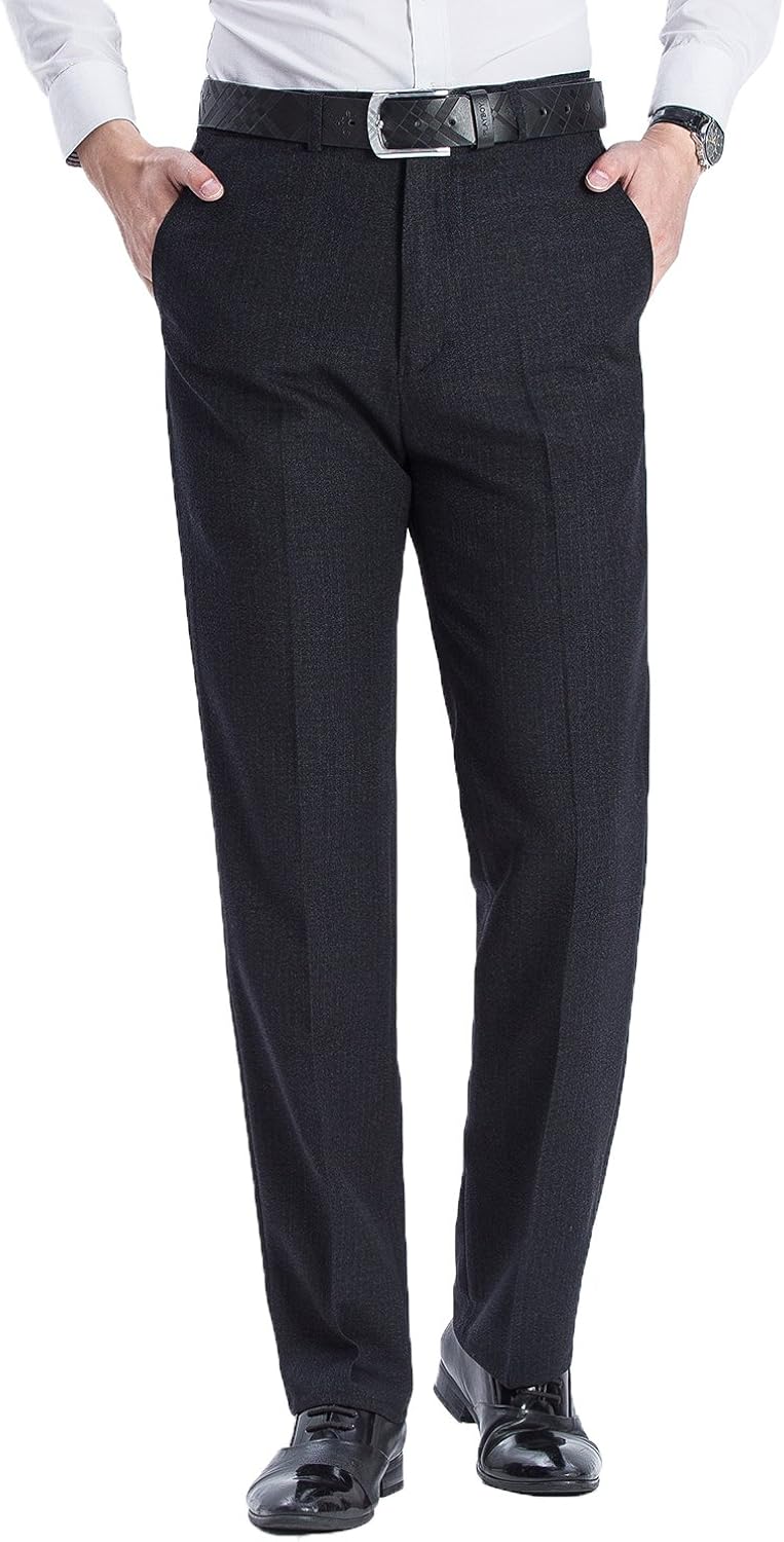 Mens Wrinkle Resistant StraightLeg Classic Fit Dress Pants Gray