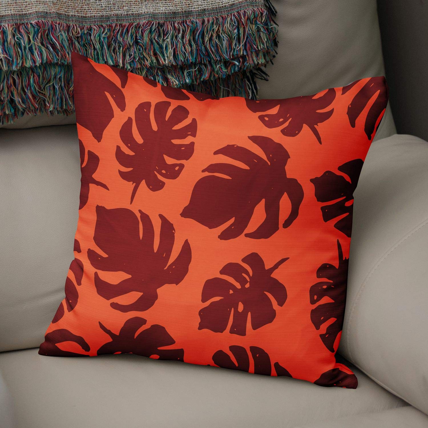 Bonamaison Decorative Cushion Cover Orange & Bordeux, Throw Pillow Covers, Home Decorative Pillowcases for Livingroom, Sofa, Bedroom, Size: 50x50 Cm - Designed and Manufactured in Turkey