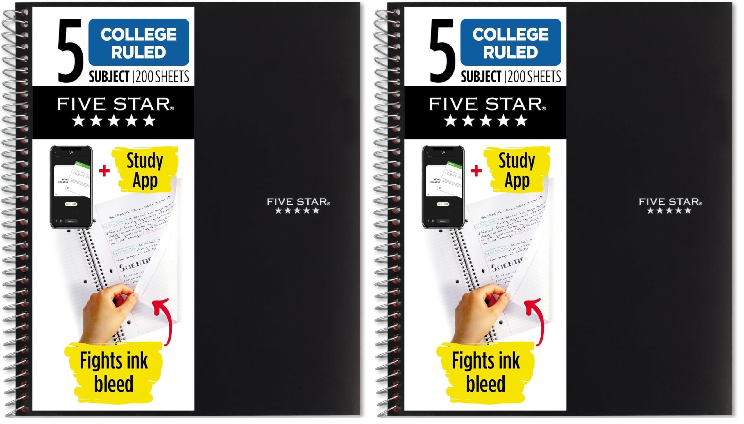 Five Star Spiral Notebook + Study App, 5