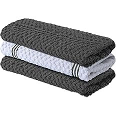 Infinitee Xclusives Premium Kitchen Towels – Pack of 3, 100% Cotton |15 x 25| Inches Absorbent Dish Towels - Terry Kitchen Di