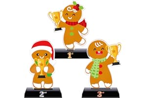 Trnayi 3 Pcs Christmas Contest Trophy Set Acrylic 1st 2nd 3rd 5.9'' Funny Trophies Gingerbread House Man Cookie Santa Snowman Decorating Kit Party Award for Xmas