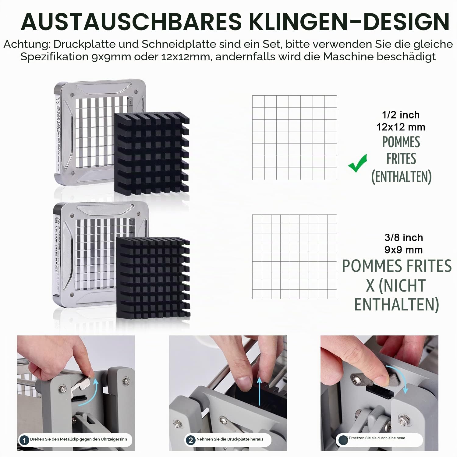 Sopito Pommesschneider Edelstahl, 12x12mm Kartoffelschneider für Gemüse 5