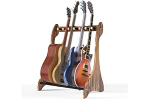 Ackitry Guitar Stand for Multiple Guitars, Wood Guitar Rack for 8 Electric Guitar or Bass, or 3 Acoustic Folk Guitars, Multi Guitar Case Rack Storage Holder for Home, Studio, Stage, Guitar Gifts
