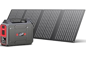 Apowking Solar Powered Generator 200W Peak/100W Rated, Portable Power Station with Solar Panels 40W Included, 146Wh Solar Power Bank with AC Outlet 110V for Home Use Camping Outdoor Adventure