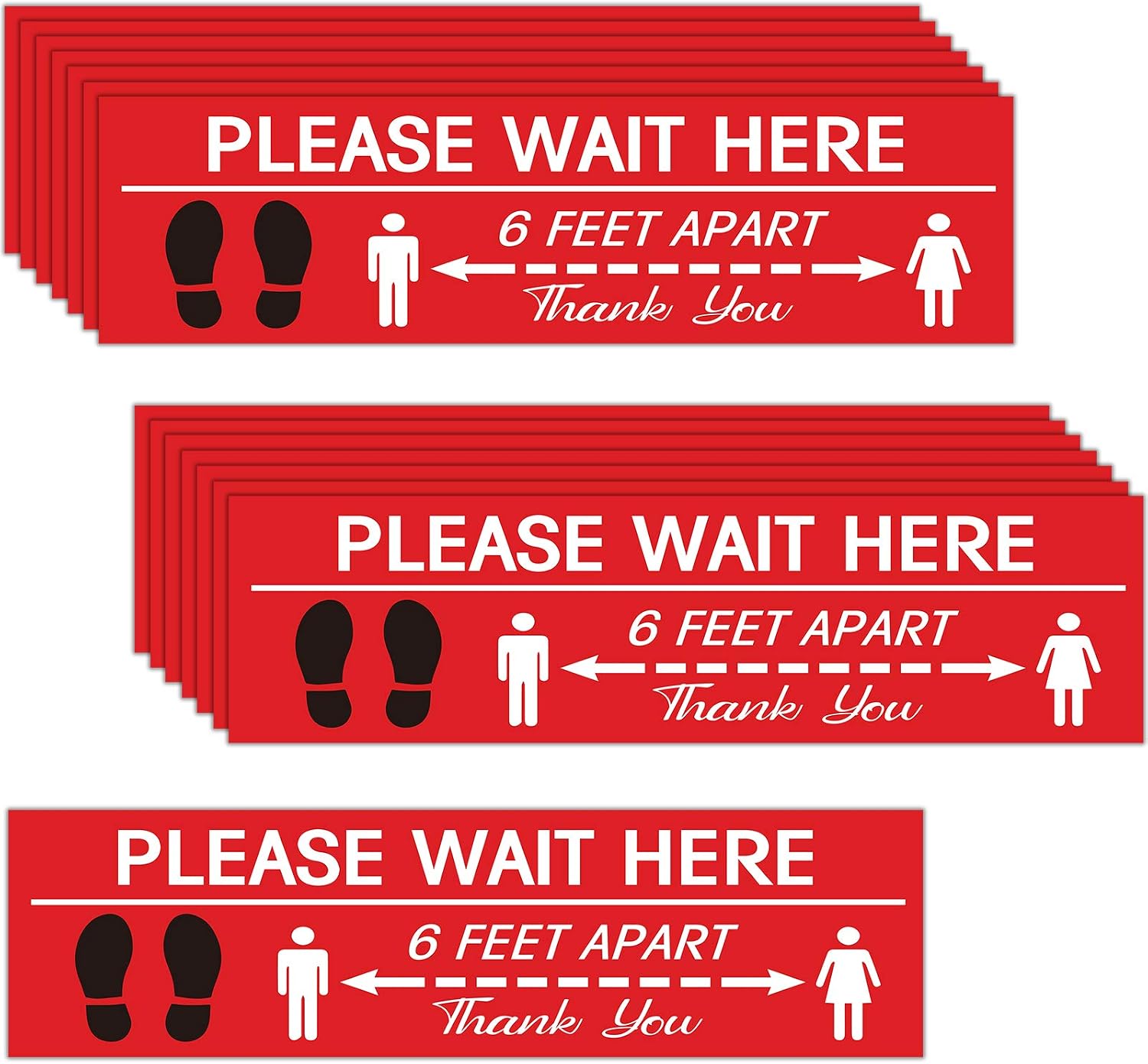 15 Pieces Rectangle Social Distance Floor Decals, Safety Floor Sign ...
