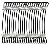 Bytiyar 1/8"(3mm) Wire Diam Stainless Steel Cable Eyelets Loops Short Rope Lanyard Safety Tether Chain Lock with Vinyl Coated Cover, 20Pcs 6" Long Black