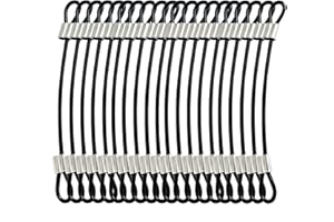 Bytiyar 1/8"(3mm) Wire Diam Stainless Steel Cable Eyelets Loops Short Rope Lanyard Safety Tether Chain Lock with Vinyl Coated Cover, 20Pcs 6" Long Black