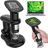 Bysameyee Kids Digital Microscope with 2inch IPS Screen, HD 1080P Handheld Pocket Microscope Science Kit for Children, Comes with 32GB SD Card