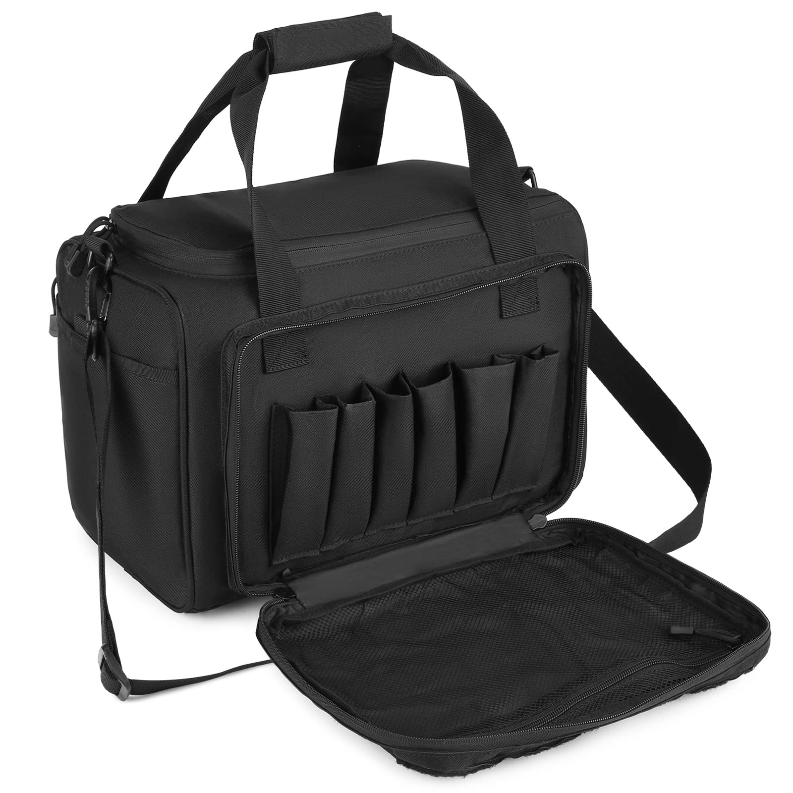 HUNTVP Tactical Range Bag Large Holdall Duffle Molle Shoulder Bag for Shooting Sports Hunting Gym Hiking Camping Trekking Outdoors (Black)