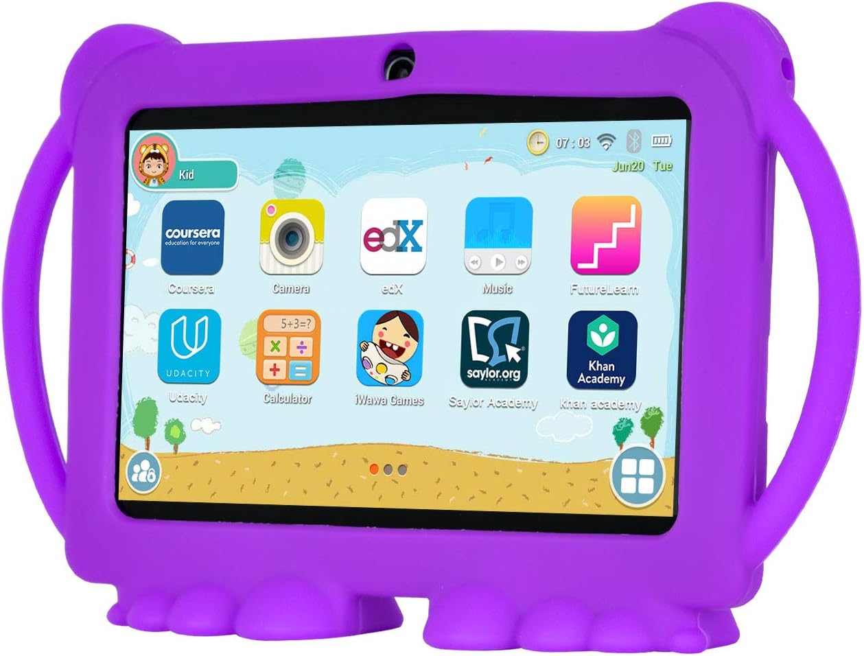 Xgody 7 Inch Kids Edition Tablet Quad Core Android 8.1 16GB ROM 1GB RAM Touch Screen with WiFi Pre-Loaded 3D Game Dual Camera Purple