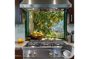 Cmialusie Mediterranean Lemon Basket Kitchen Wallpaper, Peel and Stick Stove Backsplash Stickers, Rustic Balcony Wall Cover f