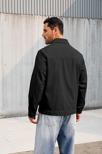 QTE LIGHTWEIGHT JACKETS FOR MEN CASUAL WINDBREAKER STYLISH FALL SPRING GOLF WORK DRESS BUSINESS COAT PLUS-SIZE MEN’S CLOTHING
