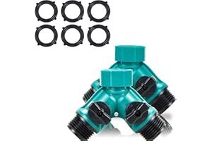ECOESPTI Garden Hose Splitter, 2 Pack 3/4" 2 Way Plastic Water Hose Splitter, Garden Hose Connector with Faucet Watering Shut Off for Landscaping, Gardening, Flower Planting, Irrigation