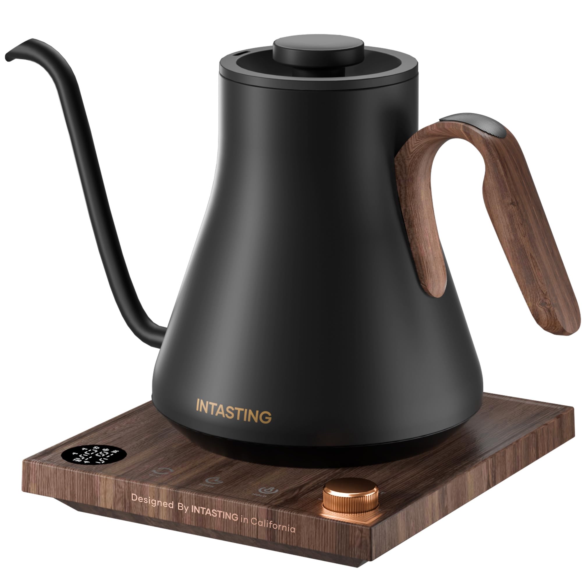 Photo 1 of INTASTING Electric Kettle, Gooseneck Electric Kettle, ±1? Precise Temperature Control, Stainless Steel Interior, Quick Heating for Pour Over Coffee, Tea & Boiling Water, 0.9L (Onyx Black)