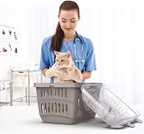 CAT CENTRE Blue Transparent Lid Pet Carrier Small Medium Animals Portable view 3