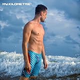 MY KILOMETRE Jammer Swimsuit Mens Solid Blue Endurance Training Long Jammer view 8