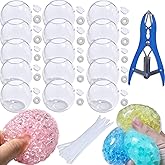 15pcs DIY Stress Ball Kit &ndash; Blank Skins with Air Pump &amp; Expander Tool for Making Pressure Balls, Make Your Own Fidget Pressure Balls (15Transparent)