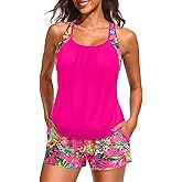 Daci Tankini Swimsuits for Women - 2025 Tummy Control Two Piece Bathing Suit with Sporty Pockets Shorts Blouson Swimwear
