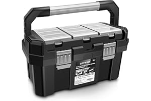 Anyyion 19 Inch Tool box with Removable Tray, Truly Strong and Durable For Craft Storage, Household,(Interna Sizel:17.83"L*8.82"W*6.69"H)