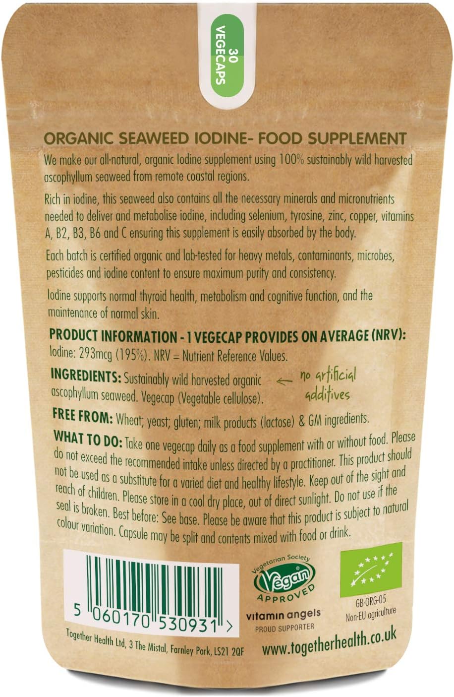 Organic Seaweed Iodine Supplement, Together Health, from Organic Seaweed, Natural Source of Iodine, Vegan Friendly - Image 3