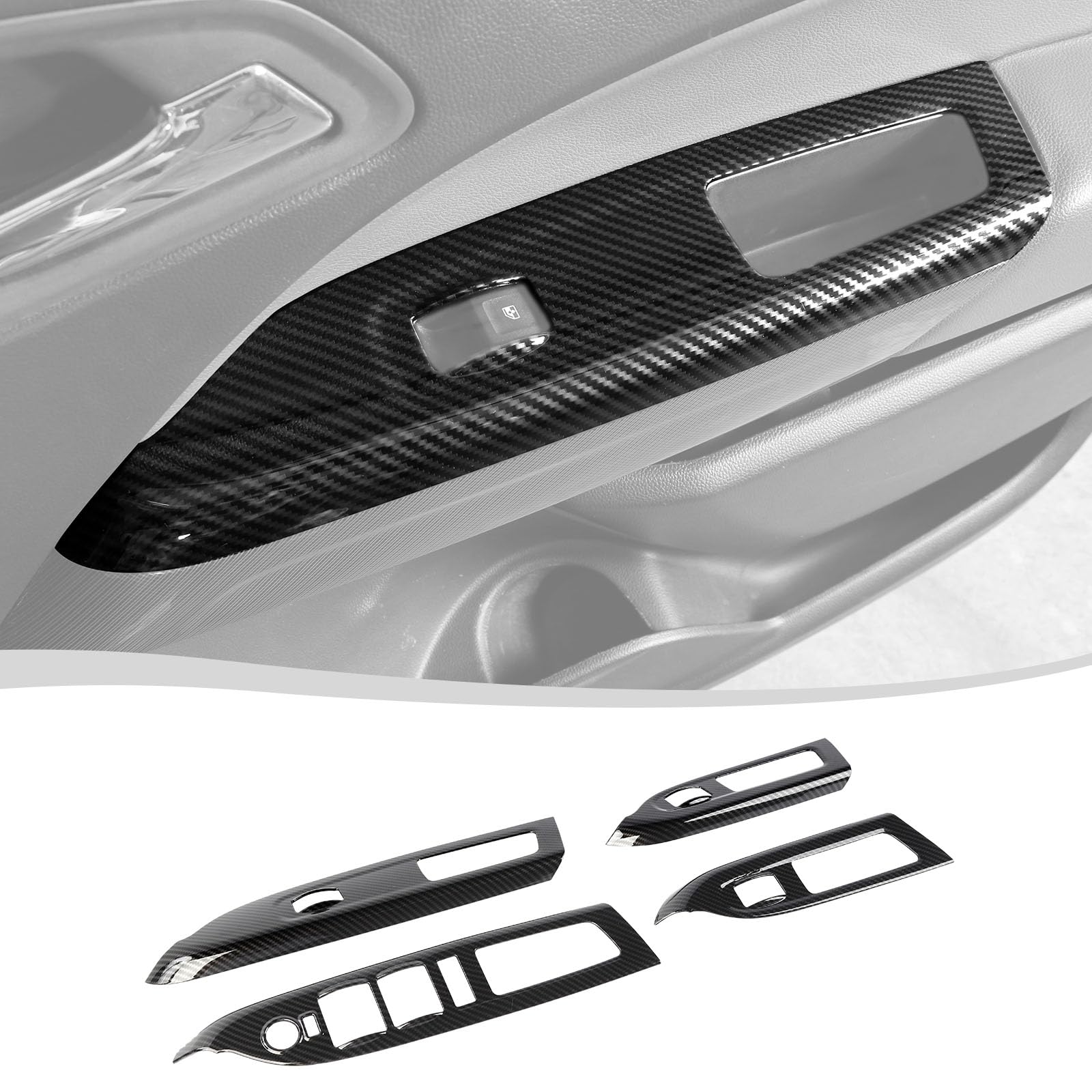 Photo 1 of Voodonala for Chevy Colorado 2014+ Window Lift Control Panel Cover Compatible with Chevy Colorado 2014+/GMC Canyon 2014-2022(4Pcs/Set,Carbon Fiber Black,ABS)