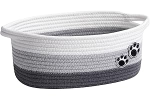 HiChen Small Dog Toy Basket, Cute Woven Basket for Shelves, Decorative Rope Storage Basket for Nursery, Baby Gift Basket for Diapers, 12 x 8 x 5 inches