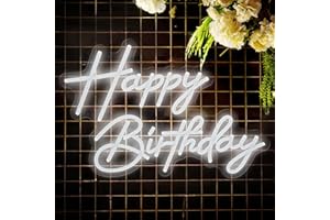 AMYZAVLS Happy Birthday Neon Sign for Wall Decor,Happy Birthday Light Up Sign Art Decoration,USB Powered Happy Birthday Led Sign for Backdrop Birthday Party Decoration Warm White,16.9 * 11.8 Inch