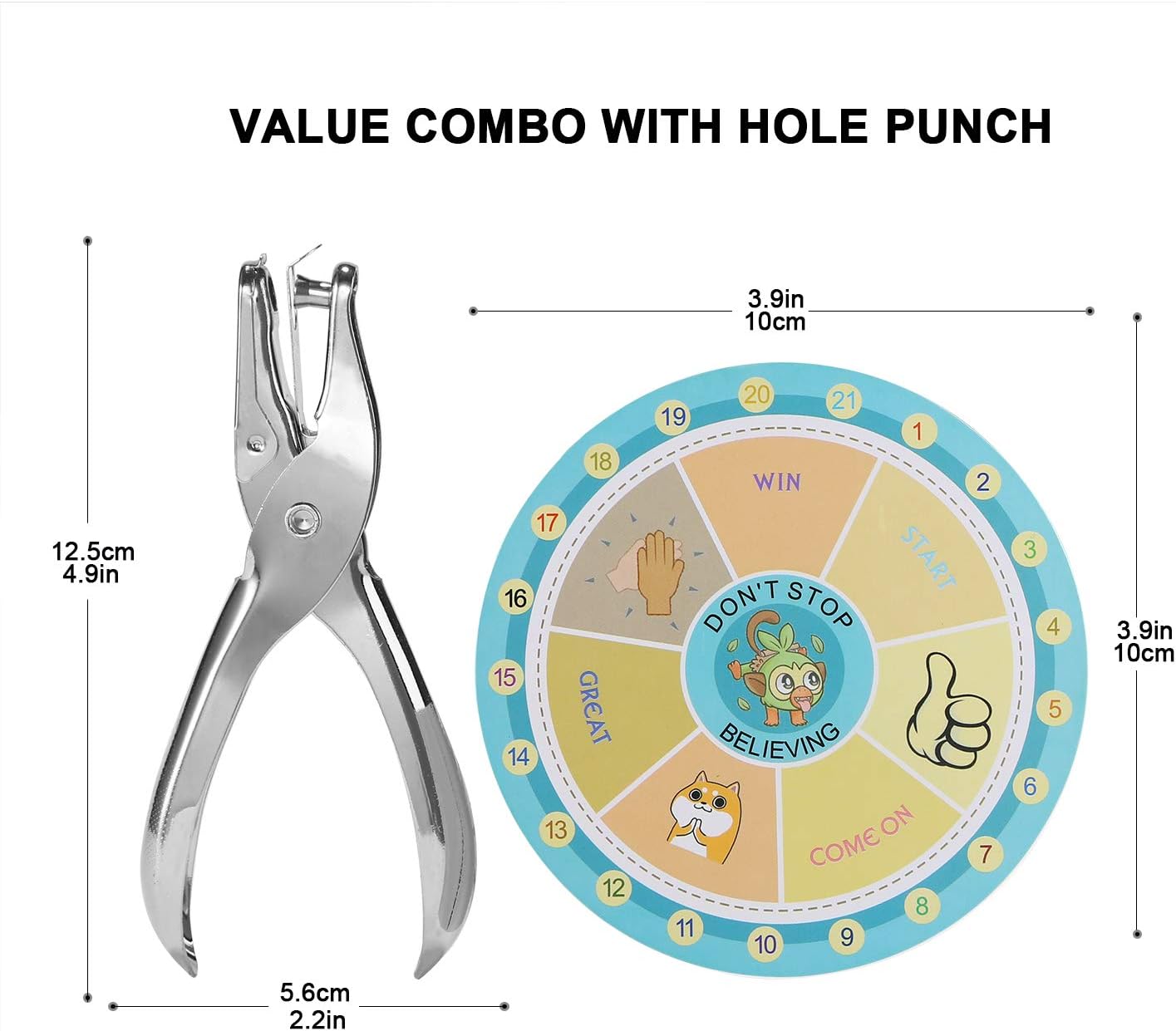 ONEDONE Punch Cards 100 Pack 3.9" Round Reward Punch Cards for Students School Home Classroom Supplies for Teachers Kindergarten Preschool Incentive Awards Reward Cards for Kids : Office Products