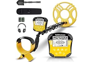 PalliPartners Metal Detector for Adults Waterproof-Professional Higher Accuracy Gold Detector with LCD Display,5 Mode,Advanced DSP Chip 12" Coil(Yellow)