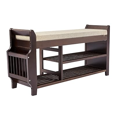 2-Tier Bamboo Shoe Bench with Cushion Storage Shelf Ghana Ubuy
