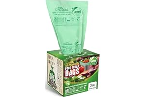 UNNI ASTM D6400 100% Compostable Trash Bags, 3 Gallon, 11.35 Liter, 100 Count, Extra Thick 0.71 Mils, Food Scrap Small Kitchen Trash Bags, US BPI and Europe OK Compost Home Certified, San Francisco