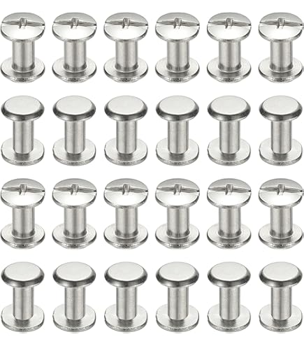 Uxcell 30 Sets Phillips Screw Post Kit - M4x6mm Binding Bolts For Leather & Albums, Silver Tone
