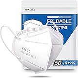 White KN95 Face Mask - 50 Pack, WWDOLL New GB2626-2019 KN95 Mask 5-Layer Breathable Cup Dust Mask White