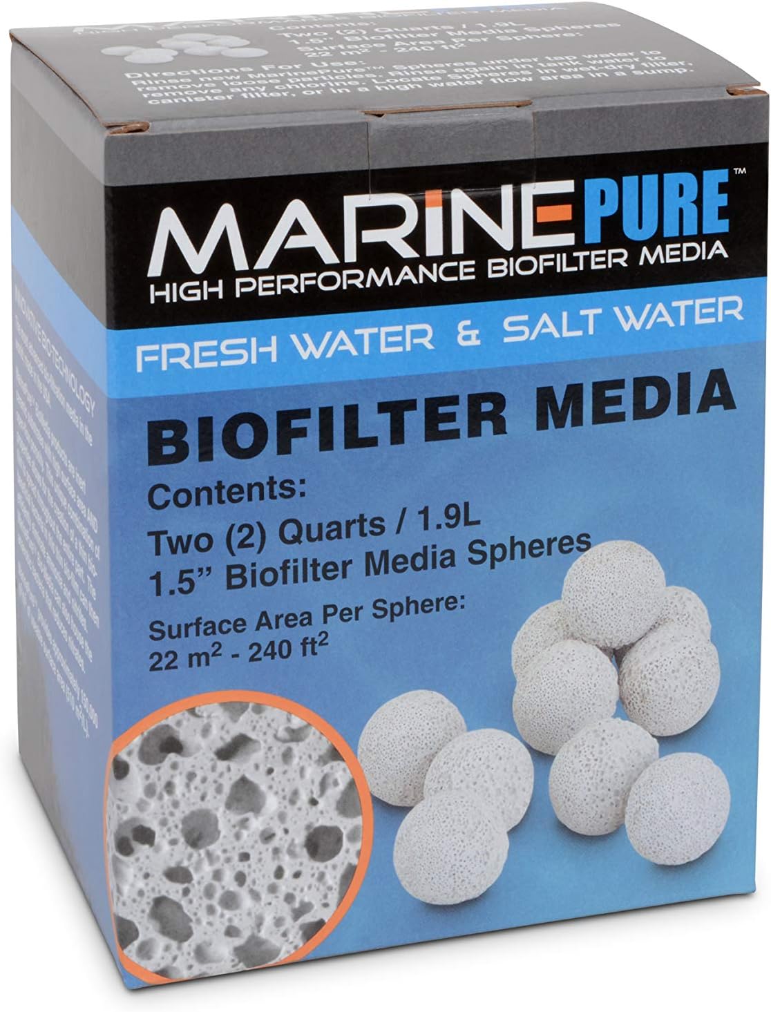 CerMedia MarinePure 1.5-Inch Sphere Bio-Filter Media for Marine and Freshwater Aquariums 2-Quart, White to tan, 1.5" Spheres, 2 quart - Image 4