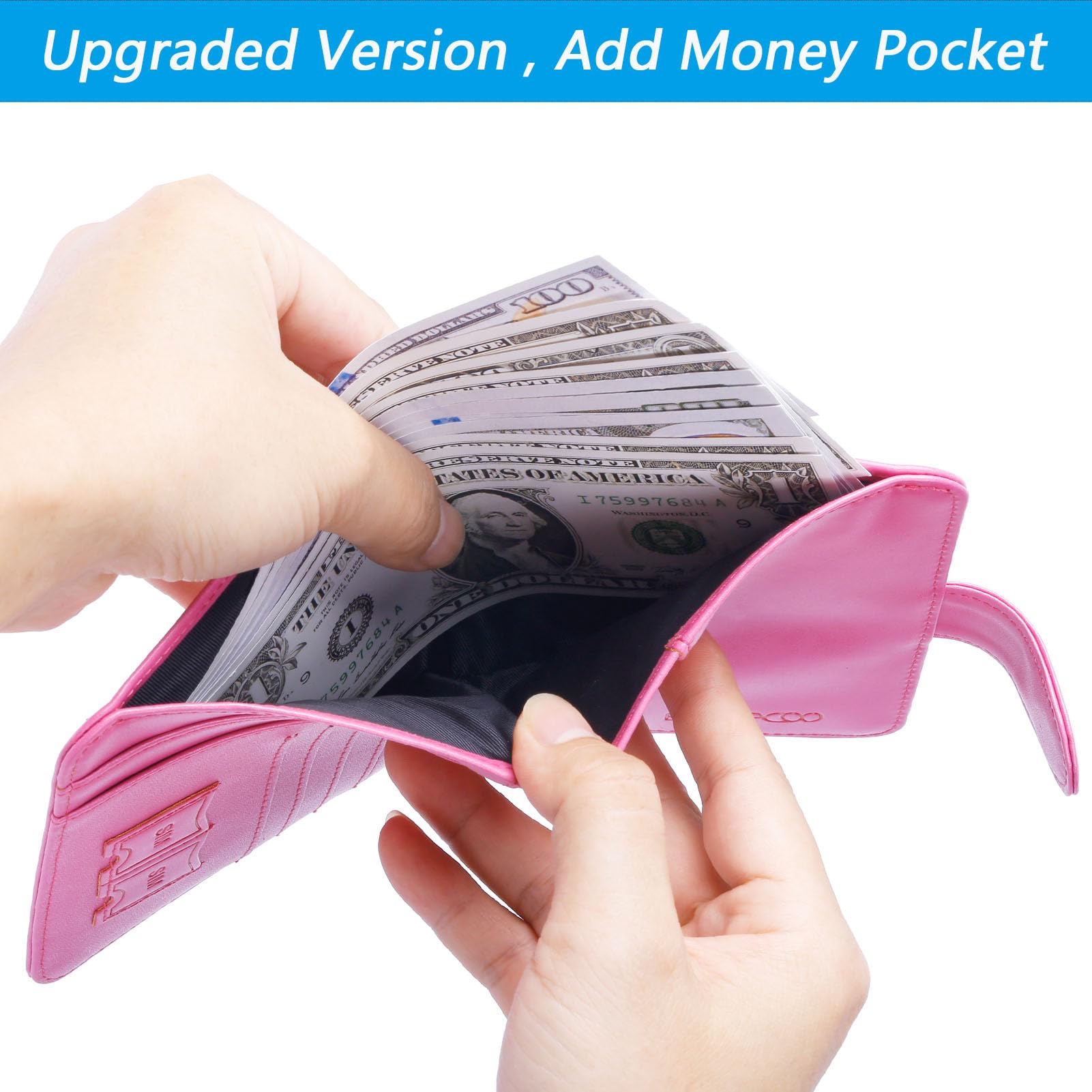 PASCACOO Passport Holder Cover Wallet RFID Blocking Leather Card Case Travel Accessories for Women Men (Pink)