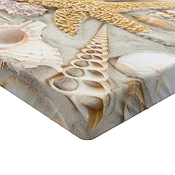 Ambesonne Shell Fitted Sheet, Assorted Seashells in