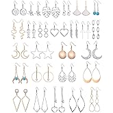 16 Pairs Silver Dangle Earrings For Women,Trendy Diamond Stud Earrings For Women, Hypoallergenic Earrings Dangling for Teen Girls