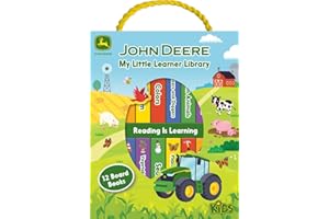 My Little Learner Library John Deere Kids 12-Book Set Board Book - Learning First Words, Numbers, Farm Animals and More