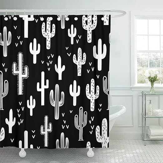 Amazon Com Emvency Shower Curtain Abstract Fun Western Cactus