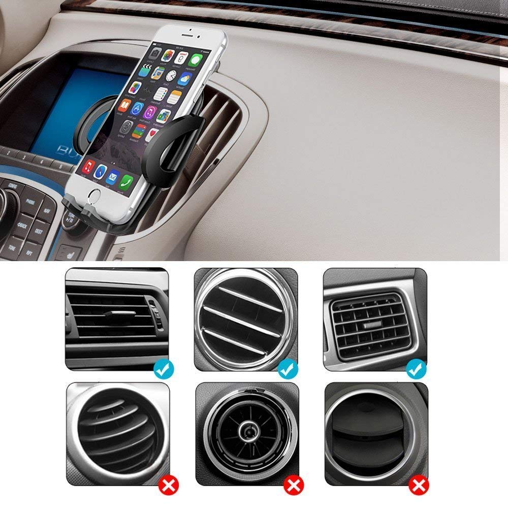 Phone Holder for Car Air Vent, Volport Car Mount Quick Easy Release Button and 360 Degree Rotation Cradle for Phone X 8 8 Plus 7 7 Plus SE 6s 6 Plus 6 5s Samsung Galaxy S9 8 6 LG Nexus Sony Huawei