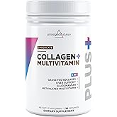 Livingood Daily Collagen Powder for Women & Men, Grass Fed Hydrolyzed Collagen Peptides, Protein & Multivitamins for Healthy Hair, Skin & Nails, Keto & Paleo, Gluten Free, Chocolate, 30 Servings