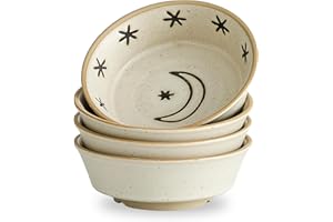Swuut Stoneware Dipping Sauce Side Dishes Set of 4-3.7" Rustic Condiment Bowls - Handcrafted Ceramic Appetizer Plates for Sus