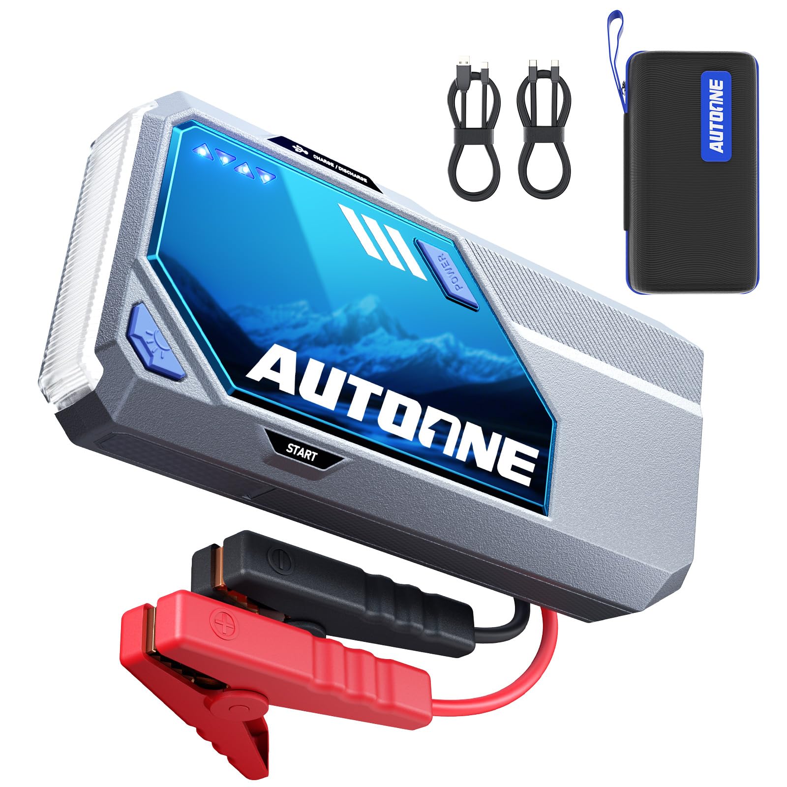 AUTOONE M5 8500A Car Jump Starter 12V Battery Jumper Starter Portable (All Gas/All Diesel) 168W DC Jump Box for Car Battery with Built-in Booster, Type-C Fast Charge & Jumper Cables Jump Pack Image