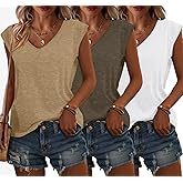 Bliwov 3 Pack Womens Cap Sleeve Tops V Neck T Shirts Summer Spring Outfits Beach Vacation Fashion Tee Blouse Workout Clothes