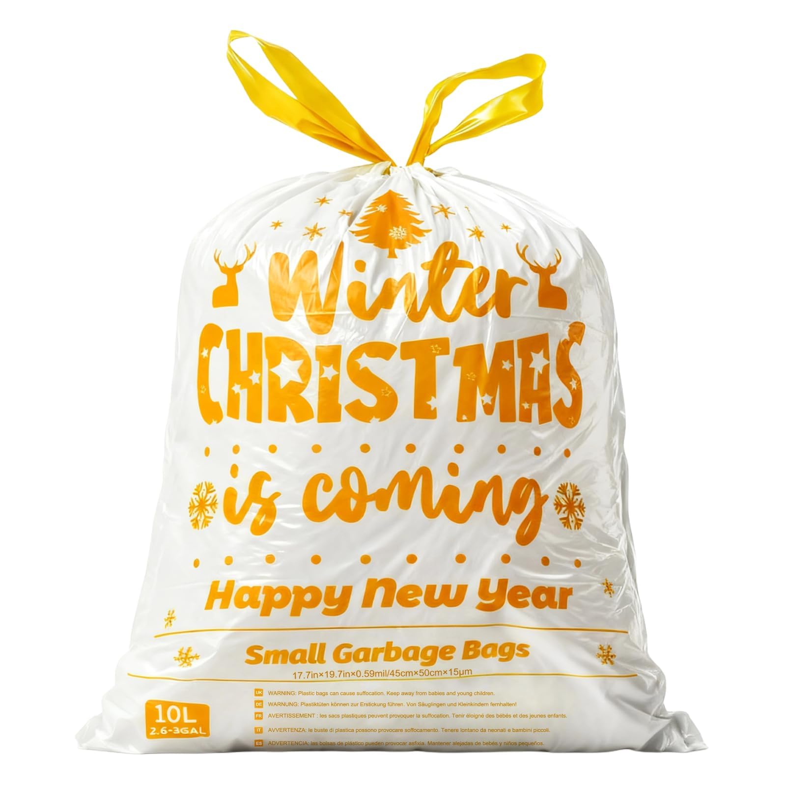 Photo 1 of ++2 PACK XUXRUS Gold Trash Bags Mini Trash Bags, 3 Gallon Small Bathroom Drawstring Christmas Garbage Bags 50 Count, Holiday Supplies, Festive Printed for Kitchen & Bathroom