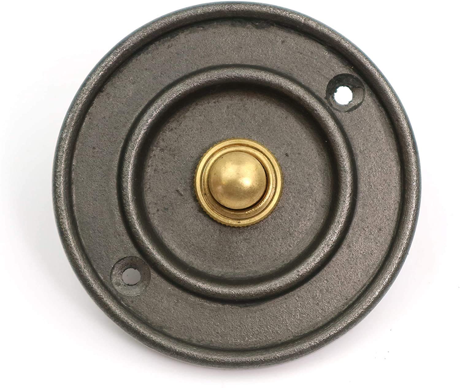 ACL Traditional Cast Iron Door Bell Push Button - 80mm Size, Round Plain Design with Brass Button