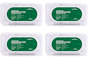 Gresource Fridge Deodorizer 4 Pack, Refrigerator and Freezer Deodorizer Odor Eliminator Reusable, Activated Carbon Odor Absorber and Moisture for Freezers, Coolers, Closet and Trash Can