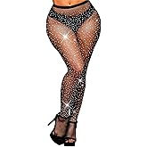 FANCAME Sparkly Fishnet Tights,Shiny Rhinestone Mesh Pantyhose for Women Glitter Party Fishnet Stockings